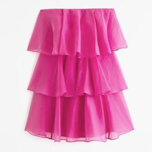A&F Pink Organza Tiered Mini Dress